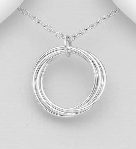 925 Sterling Silver Interlock Circles Pendant with Chain